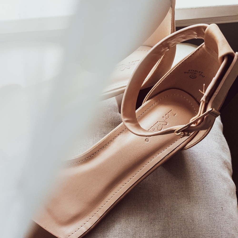 2/$20 Beige Ankle Strap Sandals | s…